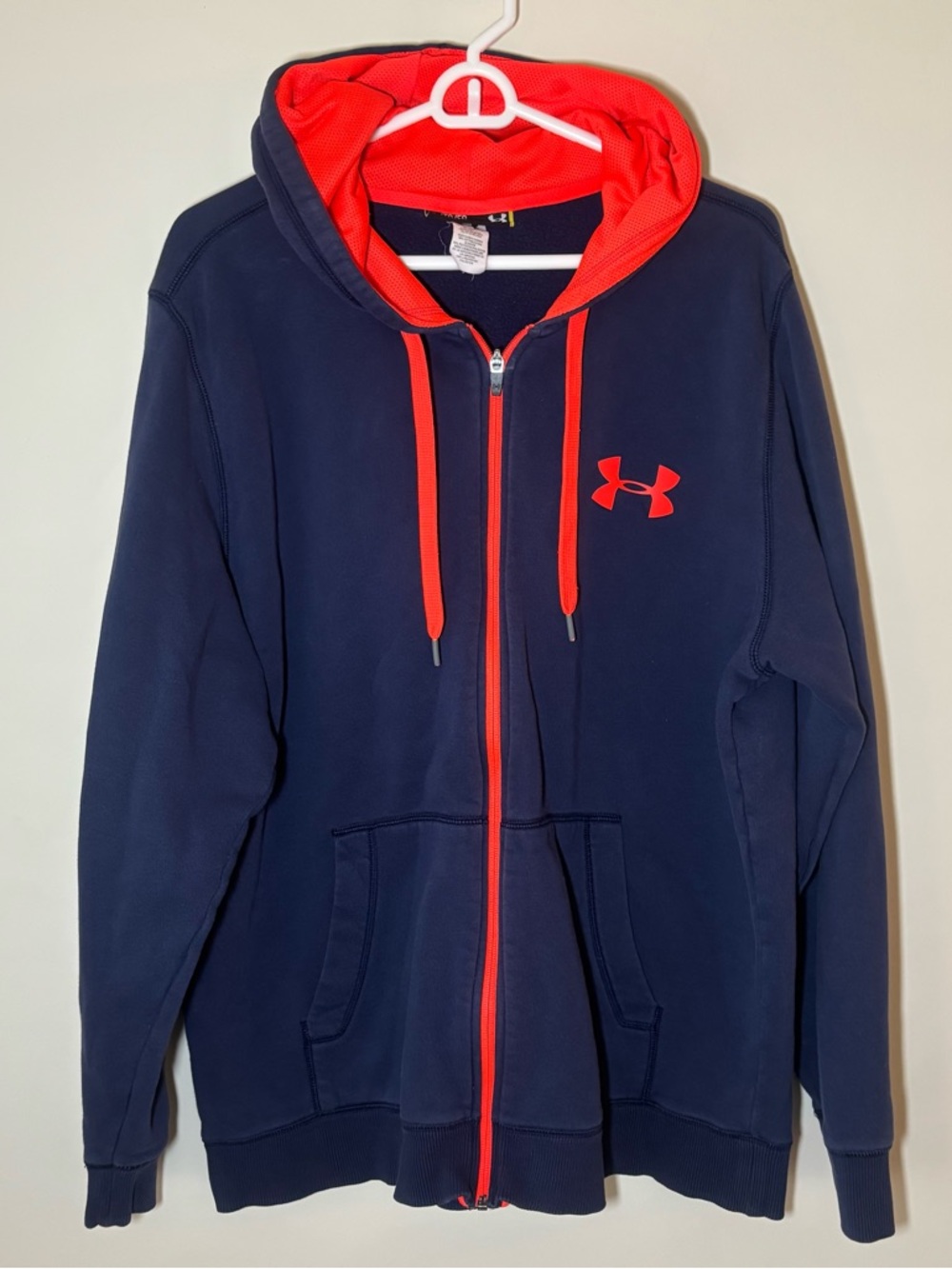 Under Armour Navy and Red Hooded Zip Jacket